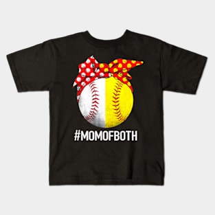 Mom Of Both Softball Baseball Headband Mother's Day Mama Kids T-Shirt